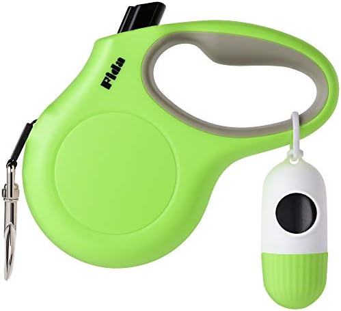 Fida Retractable Dog Leash with Dispenser and Poop Bags, 16 ft, Green