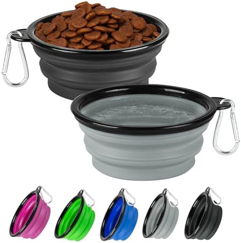 Collapsible Dog Bowl for Travel,2-Pack 12oz Pet Portable Water Food Bowls
