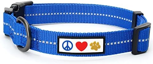Pawtitas Recycled Dog Collar with Reflective Stitched Puppy Collar Made from Plastic Bottles Collected from Oceans Medium Blue Ocean