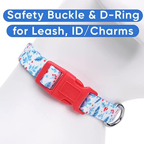 Pawtitas Personalized Dog Collar Dog Soft Adjustable Puppy Collar Customizable Embroidered add Pet Name Phone Number or Phrase Large Teal Mistletoe