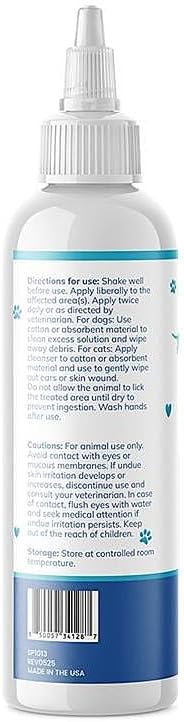 Replenish Otic Ear Cleaning Solution for Dogs, Antiseptic Ear Flush, 8 oz | Dr. Rachel's Antiseptic Ear Cleaner for Dogs & Cats – Advanced Ear Flush for Yeast Treatment and Odor Control – 8 oz