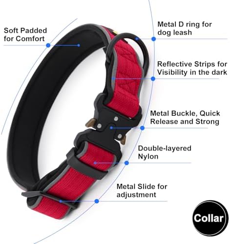 Plutus Pet Tactical Dog Collar, Reflective, for Small Medium Large Dogs