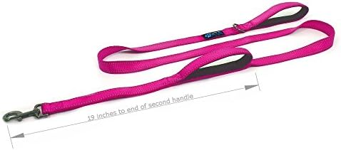 Max and Neo Double Handle Traffic Dog Leash - Reflective, Donates to Dog Rescue (Pink, 6 FT)