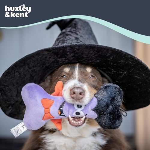 Huxley & Kent Halloween Funny Dog Toy w/Squeaker – Power Plush Squeaky Dog Toys for Small, Medium & Large Dogs – Soft Stuffed Animal for Indoor Play & Fetch - Dracula Bone, One Size