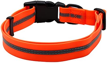 Nimble Reflective Waterproof Dog Collar Adjustable Odor Resistant Easy Clean Pet Collar for Small Medium Large Dogs Night Walking Outdoor Rainy Use (Medium (11.81”-18.5”inches), Orange)