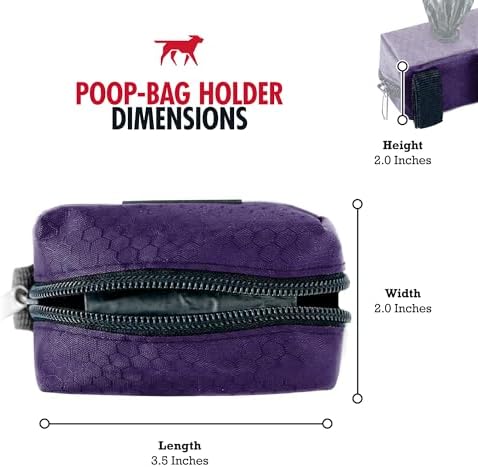 Tuff Pupper Dog Poop Bag Holder | Works with Any Dog Leash | Zippered Waste Bag Dispenser | Waterproof with Rust-Proof Clip | Convenient Lightweight Design | Includes 2 Rolls of Leak-Proof Bags