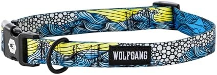 Wolfgang Heavy Duty, Adjustable Dog Collar with Quick Release Nylon Buckle for Walking & Training, DawnPatrol Print, Large