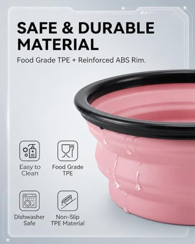 Rest-Eazzzy Collapsible Dog Bowls, 2 Pack Sturdy Portable Dog Water Bowls