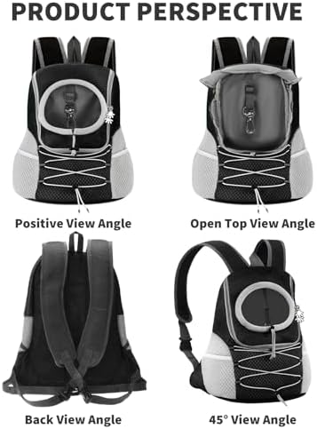 PETCUTE Cat & Dog Chest Carrier Backpack,Adjustable Pet Carrier Backpack with Safety Belt and Removable Waterproof Bottom,Ventilated Dog Travel Carriers for Small Dogs,for Outdoor Hiking Travel Use M