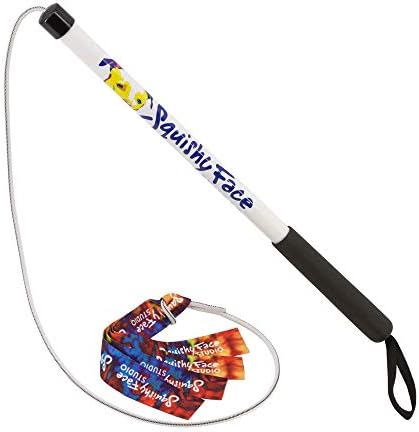 Squishy Face Studio Flirt Pole V2 with Lure - Durable Dog Toy for Fun Obedience Training & Exercise, Rainbow Tie Dye, Jr. - 24 inch