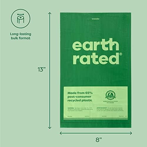 Earth Rated Dog Poop Bags, Thick Grab and Go Single Roll, Ideal for Backyard Pickups, Unscented, 900 Count (3 x 300 count)
