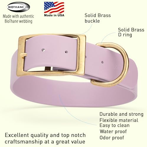 Viper Biothane Heavy Duty Waterproof Dog Collar Strong Coated Nylon Webbing w/Solid Brass Hardware Odor-Proof Easy to Clean High Performance Fits Small Medium or Large Dogs, Pastel Purple