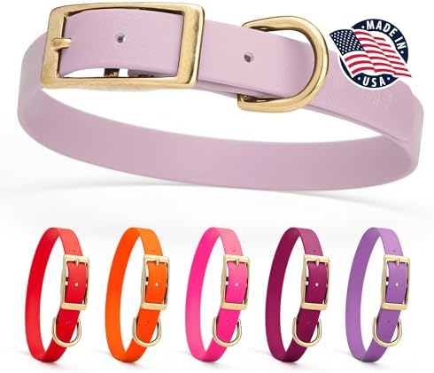 Viper Biothane Heavy Duty Waterproof Dog Collar Strong Coated Nylon Webbing w/Solid Brass Hardware Odor-Proof for Easy Care to Clean High Performance Fits Small Medium or Large Dogs, Pastel Purple