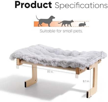 FUKUMARU Cat Window Perch, Sturdy Wood Hammock Window Bed for Indoor Cats