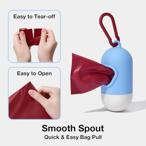 VETRESKA Dog Poop Bag Dispenser with 105 Bags, Leak Proof and Extra Thick