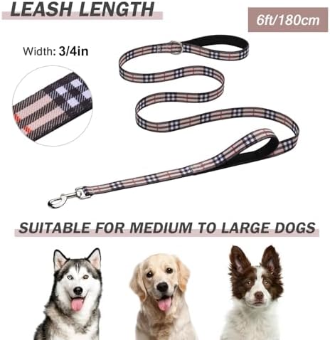 Hikiko 6FT Dog Leash Padded Double Handle with Designed Pattern