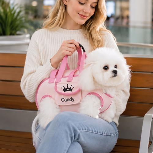 Personalized Name Pet Purse Carrier, Head-Out Tote for Small Dogs & Cats