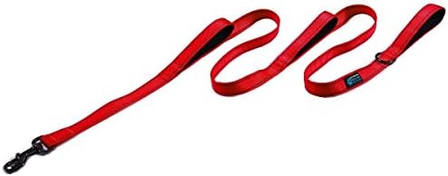 Max and Neo Triple Handle Traffic Dog Leash Reflective - We Donate to a Dog Rescue for Every One Sold (RED)