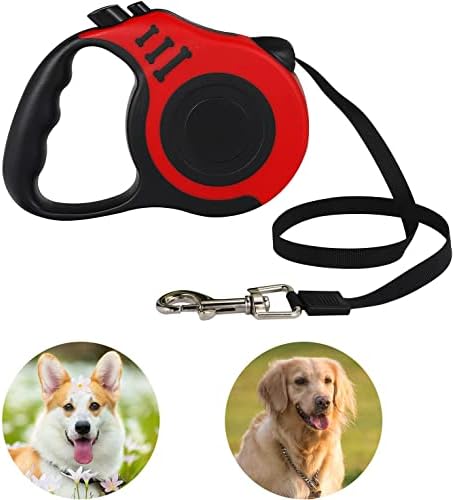 Retractable Heavy Duty Dog Leash, 16FT Walking Leashes, Red