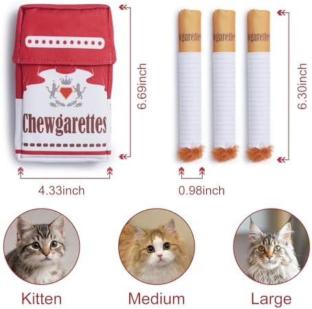 Nocciola 3 Pack Catnip Toys for Cats, Funny Cat Toys Filled with 100% Pure Organic Catnip, Safe Kitten Teething Chew and Kicker Toys, Stress Relieving Fun for Indoor Cats,Red