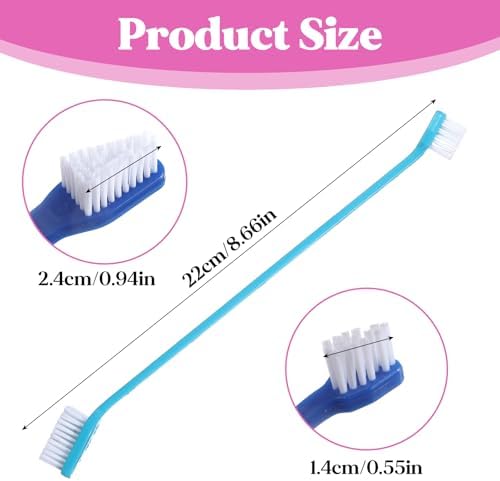 200Pcs Dog Toothbrushes, Dual Headed Dog Tooth Brush Bulk, Long Handle Plastic Pet Toothbrush for Large Small Dogs Cats Puppy Teeth Cleaning Dental Care Supplies 8 Colors