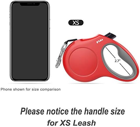 Fida Retractable Dog Leash with Dispenser and Poop Bags, 10 ft, Red