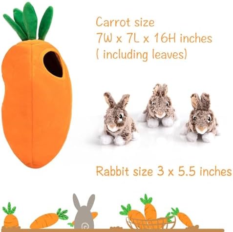 Hollypet Squeaky Hide and Seek Dog Toys for Small and Medium Dogs, Rabbit