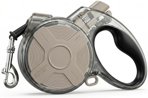 16 ft Retractable Dog Leash, Transparent Design, Up to 110 lbs