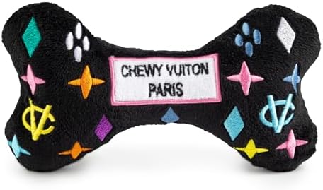 Haute Diggity Dog Chewy Vuiton Bone Plush Dog Toy, Designer Parody Toy
