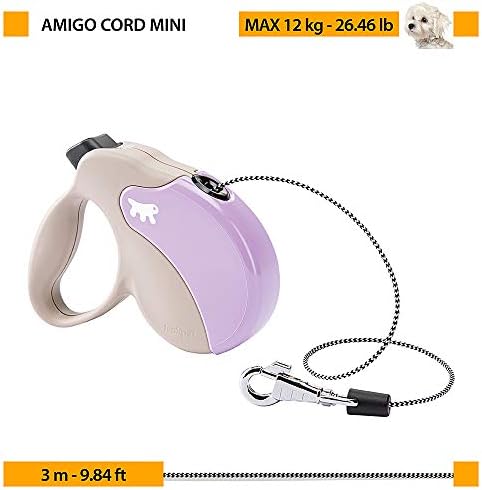 Ferplast Retractable Dog Lead Extendable Dog Leash Amigo Cord MINI, Retractable Cord, 3 m, Max 12 kg, Lilac