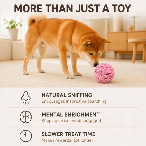 Snuffle Ball for Dogs, Slow Feeder Mental Enrichment Toy, Cute Interactive Puzzle Game for Anxiety Relief & Indoor Fun, Pet Search Game for Small Medium Dogs, Machine Washable