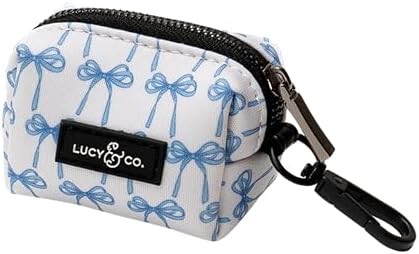 Lucy & Co. Bowwow Wow! Dog Poop Bag Holder and Dispenser, Clips to Leash, Water-Repellent Neoprene, Includes Refill Roll