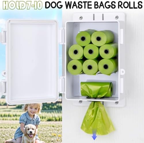 Heavy Duty Outdoor Dog Poop Bag Dispenser -Wall Mountable, Waterproof Poop Bag Organizer Dispenser for Home, Porch, Lawn, Yard Cleanup- Neighbor-Friendly Cleanup Solution（FBD-Without bag）