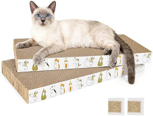 PatiencET 2 Pack Cardboard Cat Scratcher Pad with Catnips