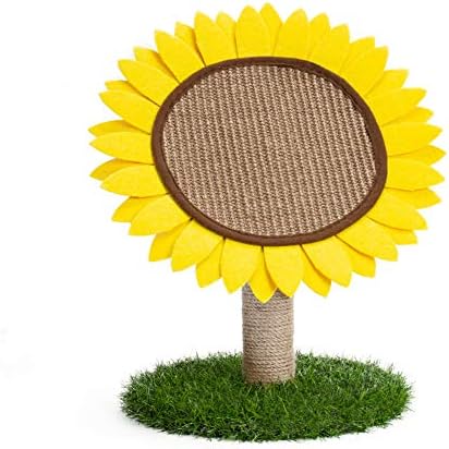 Cat Scratching Posts for Indoor Cats, Cute Flower Cat Tree, Sunflower Scratcher Pad, Kitten Claw Scratch Board with Natural Sisal, Kitty Scratching Tower Furniture Interactive Activity Center Toy
