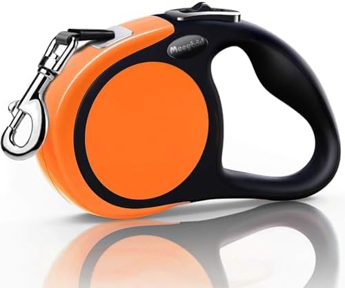 Heavy Duty Retractable Dog Leash-16ft Strong & Durable Walking Leash for S to L Dogs up to 45/115 lbs, Upgraded Lock System, Non Slip Grip, Tangle Free (Orange, Medium-Large Sized)