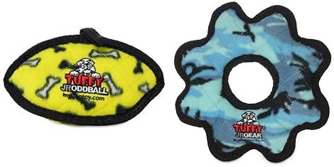 TUFFY® 2 Pack Gear Ring and Odd Ball Small Ultra Durable Plush Dog Toys