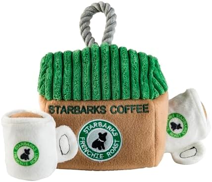 Haute Diggity Dog Starbarks Coffee House Puzzle + 2 Plush Squeaky Dog Toys