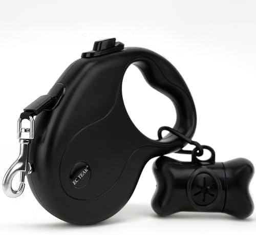 Retractable Dog Leash, 16 FT Dog Leash Retractable for Small/Medium/Large Dogs up to 50 lbs, Strong Nylon Tape, Tangle Free, One-Hand Brake (Black, 16 FT)