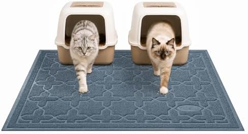Yimobra Cat Litter Mat, Waterproof Litter Trapping Mat, 47x36, Tea Blue