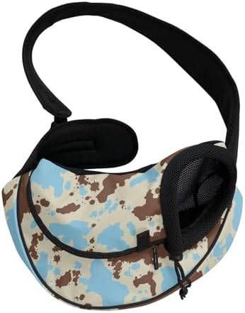 Blue Crow Print Dog Carriers for Small Dogs Breathable Mesh Puppy Sling for Travel Hiking Portable Cat Harness Adjustable Strap Dog Carrier Outdoor Cats Shoulder Bag