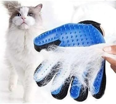 Pet Hair Remover Glove - Gentle Pet Grooming Glove Brush - Deshedding Glove - Massage Mitt with Enhanced Five Finger Design - Perfect for Dogs & Cats with Long & Short Fur - 1 Pack (Right-Hand), Blue