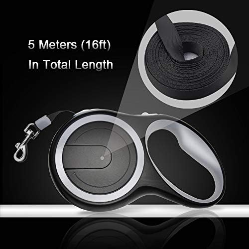 Retractable Dog Leash, 16ft Small Medium Breed - Walking Jogging Leashes - Perfect for Puppy Up to 44lb - One Button Brake & Lock, Comfortable Handle, Tangle Free and Anti-Slip for Girls