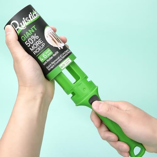 4.6 inch Giant Extreme Stick Lint Roller Refills for Evercare Giant Lint Roller and T Handle Lint Roller Extra Sticky 60 Sheets Each Refill 6 Pack 360 Easy- Peel Sheets Total