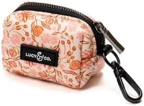 Lucy & Co. Woodland Wildflowers Dog Poop Bag Holder and Dispenser, Clips to Leash, Water-Repellent Neoprene, Includes Refill Roll
