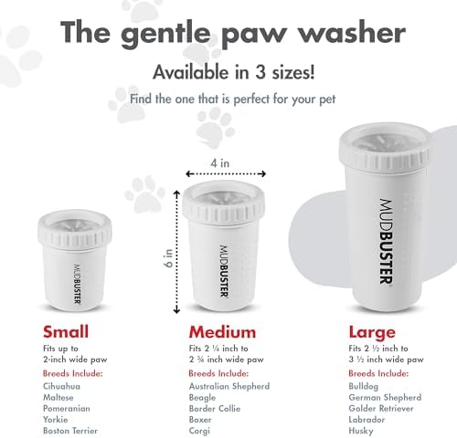 Dexas MudBuster Portable Dog Paw Cleaner, Medium, Bright White Special Edition, Premium Pet Supplies and Accessories