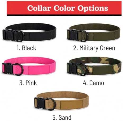Premium Personalized Dog Collar - Heavy Duty Tactical Dog Collar with Name and Phone Number Dog Collars for Large Dogs, Medium Dogs, Strong and Thick Nylon Material for Male and Female Breed