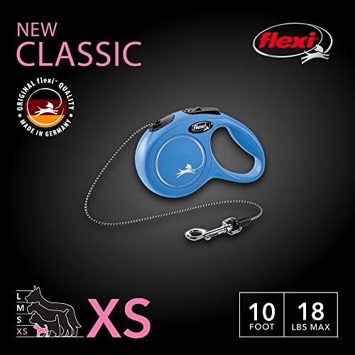 FLEXI® Classic XS Cord Retractable Dog Leash, 3-Finger Grip, 10 ft - Blue