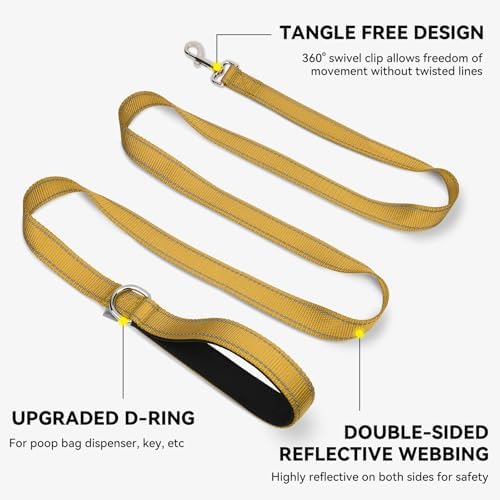 Joytale Reflective Dog Leash for Small Dogs, 4 FT x 3/4", Khaki