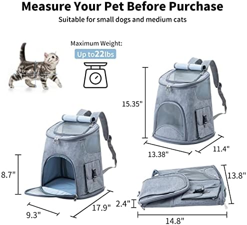 Cat Backpack Carrier- Small Dog Backpack Carrier Pet Carrier Backpack, Breathable and Cool Cat Travel Backpack, Suitable for Hiking, Traveling, Camping